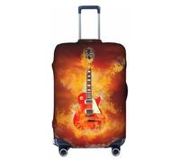 Housse de protection pour valise, housse de protection pour valise, housse de protection pour valise, lavable, anti-rayures, motif guitare rock brûlée, Noir , L