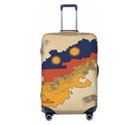 Housse de protection pour valise, lavable, anti-rayures, motif carte du drapeau du Royaume du Bhoutan 01, Noir , XL