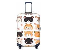 Housse de protection pour valise, motif animal mignon zoo, ours girafe, élastique, anti-rayures, anti-poussière pour bagages de 55,9 à 61 cm, multicolore, L