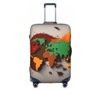 Housse de protection pour valise, motif carte du monde à la mode en épices, accessoires de voyage esthétiques, fermeture éclair invisible, blanc, L