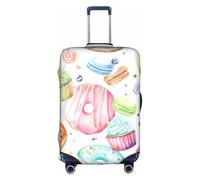 Housse de protection pour valise, motif cupcakes beignets, muffins, sucre, accessoires de voyage esthétiques, fermeture éclair invisible, blanc, L