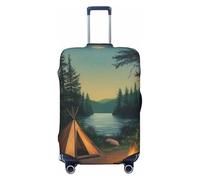 Housse de Protection pour Valise Motif feu de Camp au Clair de Lune, Housse de Protection élastique, Lavable et Anti-Rayures, pour valises de 45 à 81 cm (M) (55 à 61 cm)