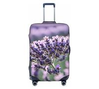 Housse de protection pour valise, motif fleurs de lavande, accessoires de voyage esthétiques, fermeture éclair invisible, blanc, S