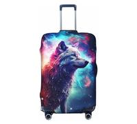 Housse de protection pour valise, motif loup étoilé, multicolore, anti-rayures, Noir , S