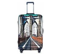 Housse de protection pour valise, motif pont de Brooklyn tendance, accessoires de voyage esthétiques, fermeture éclair invisible, blanc, S