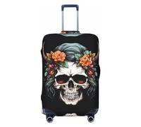 Housse de protection pour valise, motif tête de mort et corne de fleur, anti-rayures, pour bagages, Noir , x-large