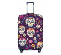Housse de protection pour valise, motif tête de mort et marguerite, élastique, anti-rayures, anti-poussière pour bagages de 55,9 à 61 cm, multicolore, L