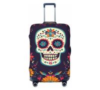 Housse de protection pour valise, motif tête de mort, motif fleur squelette, élastique, anti-rayures, anti-poussière, convient pour 55,9 à 61 cm, multicolore, XL