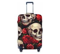 Housse de protection pour valise, motif tête de mort, rose, Halloween, squelette, fleur, élastique, anti-rayures, anti-poussière pour bagages de 55,9 à 61 cm, multicolore, S