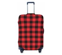 Housse de protection pour valise - Noir Rouge Buffalo Plaid Carreaux Doux Mode Uitcase Housse pour bagages, Noir , L