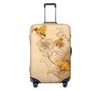 Housse de protection pour valise - Rétro Dessiné à la main Abeille Tournesols Doux Mode Uitcase Housse pour bagages, Noir , L