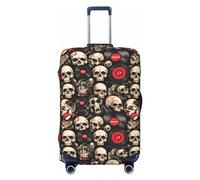 Housse de protection pour valise - Rock Record Skull Soft Fashion Uitcase Cover pour bagages, Noir , M