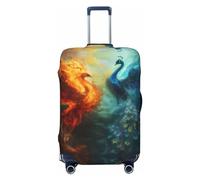 Housse de protection pour valise - Rouge et bleu paon de feu anti-rayures Uitcase Housse pour bagage, Noir , L