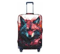Housse de protection pour valise - Rouge flamme tête de loup anti-rayures Uitcase Housse pour bagages, Noir , L