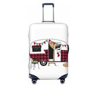 Housse de protection pour valise - Vintage Buffalo Plaid Noël Camper Santi-rayures Uitcase Housse pour bagages, Noir , L