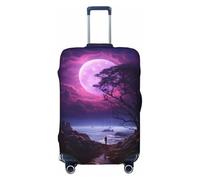Housse de protection pour valise - Violet Lune Arbre Ciel nocturne Housse souple pour bagages, Noir , L