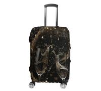Housse de protection pour valises avec deux verres de champagne - Approuvée par la TSA - Élastique et lavable - Anti-rayures - Pour valises de voyage, Deux verres de champagne, S, Housse pour valise