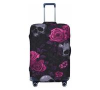 Housse de protection pour valises avec motif tête de mort et fleurs roses - Élastique - Anti-rayures et anti-poussière - Convient pour 55,9 à 61 cm, multicolore, XL