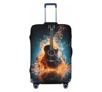 Housse de protection pour valises en forme de guitare dans le feu et l'eau - Élastique - Anti-rayures et anti-poussière - Convient aux bagages de 73,7 à 81,3 cm