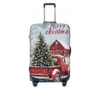 Housse de protection pour valises - Housse de protection pour valise - Noël rétro rouge sapin de voiture souple et tendance pour bagages, Noir , M