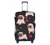 Housse de protection pour valises - Housse de valise tendance avec imprimé carlin, accessoires de voyage esthétiques, fermeture éclair invisible, blanc, M