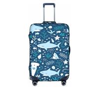 Housse de protection pour valises - Housse de valise tendance avec imprimé poisson bleu, accessoires de voyage esthétiques, fermeture éclair invisible, blanc, XL