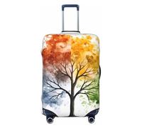 Housse de protection pour valises motif arbre quatre saisons, aquarelle, élastique, anti-rayures, anti-poussière pour bagages de 55,9 à 61 cm, multicolore, XL