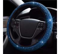 Housse de Protection pour Volant 38cm Universal Car SUV Breathable Anti-Slip Bling Rhinestones Steering Wheel Cover for Women Girl with Crystal Diamond Sparkling Housse de Volant de Voiture(Blue)