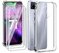 Housse De Protection Realme 7i Avec Verre Trempé 9h, Coque Tpu Anti-Choc 4 Airbags, 2pcs Ultra Mince 0.33mm Hd Transparent