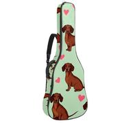 Housse de protection rembourrée en éponge douce pour guitare acoustique, électrique, basse classique, empreintes de pattes mignonnes avec nœuds papillon et cœurs 101,6 cm, 101,4 cm, 106,7 cm