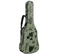 Housse de protection rembourrée en éponge douce pour guitare acoustique, électrique, basse classique, sans couture, motif floral et feuilles sur fond vert sauge 101,6 cm, 101,4 cm, 106,7 cm