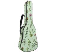 Housse de protection rembourrée en éponge douce pour guitare acoustique, électrique, basse classique, sans couture, motif floral et feuilles sur fond vert sauge 101,6 cm, 101,4 cm, 106,7 cm