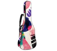 Housse de protection rembourrée en éponge douce pour guitare acoustique, électrique et classique, 101,6 cm, 106,7 cm, motif minimaliste fleurs roses et feuilles sur fond vert sauge, Multicolore 03