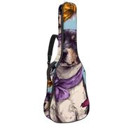 Housse de protection rembourrée pour guitare acoustique avec motif marguerites et nœuds bleus sur fond pastel doux, Multicolore 02, 42.9x16.9x4.7 in, Sac à dos décontracté