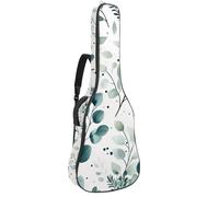 Housse de protection rembourrée pour guitare acoustique - Motif feuilles et plantes - Gris sauge - Pour basse électrique et classique, Multicolore 01., 42.9x16.9x4.7 in, Sac à dos décontracté