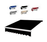 Housse de protection rétractable pour pare-soleil - 450 x 300 cm - Tissu polyester de rechange pour marché, balcon, tente - Noir