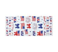 Housse de protection réutilisable avec bord en dentelle pour réfrigérateur avec sac latéral - Nœuds patriotiques du 4 juillet - Pour lave-linge, micro-ondes et réfrigérateur - 130 x 55,9 cm