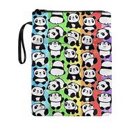 Housse de protection réutilisable pour livre avec dragonne et fermeture éclair Motif panda arc-en-ciel