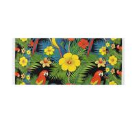 Housse de protection réutilisable pour machine à laver et sèche-linge avec sac latéral - Motif perroquets tropicaux verts tropicaux - Pour buanderie et cuisine - 130 x 55,9 cm
