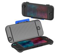 Housse de protection rigide en plastique console pour Switch 2, étui de transport ultra-fin avec finition mate antidérapante, port de recharge dédié les accessoires pour Switch 2 (Noir transparent)