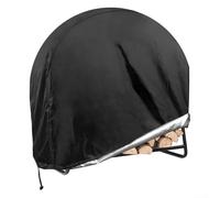 Housse de protection ronde en tissu Oxford 600D robuste pour bois de chauffage, housse imperméable pour porte à bûches d'extérieur avec cordon de serrage, abri de jardin noir (101,6 x 61 x 104,1 cm)