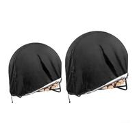 Housse de protection ronde en tissu Oxford 600D robuste pour bois de chauffage, housse imperméable pour porte à bûches d'extérieur avec cordon de serrage, abri de jardin noir (121,9 x 61 x 124,5 cm)