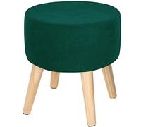 Housse de protection ronde en velours pour ottomane - Housse de protection extensible pour repose-pieds, petit pouf pour meubles, 76,2 x 43,2 cm, élégante et décoration d'intérieur - Vert foncé