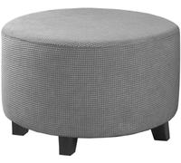 Housse de protection ronde pour pouf, housses de protection pour repose-pieds, housses de tabouret extensibles avec fond extensible, housse de pouf ronde antidérapante, facile à nettoyer,Grey,M