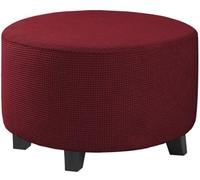 Housse de protection ronde pour pouf, housses de protection pour repose-pieds, housses de tabouret extensibles avec fond extensible, housse de pouf ronde antidérapante, facile à nettoyer,Red,M