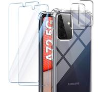 Housse De Protection Samsung Galaxy A72 5g/4g Avec 2 Verres Trempés + 2 Protège-Objectifs, Silicone Tpu Souple Antichoc Transparente Et Renforts Angulaires