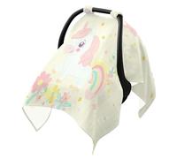 Housse de protection solaire respirante pour poussette - Accessoires de voyage pastel arc-en-ciel - Licornes rêveuses