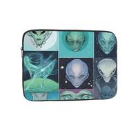 Housse de protection souple pour ordinateur portable de 10" avec imprimé extraterrestre vert, sac fin et léger spécialement compatible avec MacBook de 10", s'adapte à certains ordinateurs portables