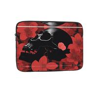 Housse de protection souple pour ordinateur portable de 12" avec imprimé abstrait rouge noir blanc et tête de mort, sac fin et léger spécialement compatible avec MacBook de 12", s'adapte à certains