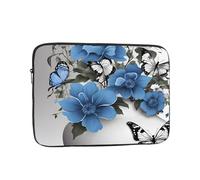Housse de protection souple pour ordinateur portable de 12" avec imprimé papillon et fleurs gris sarcelle, spécialement compatible avec MacBook de 12", s'adapte à certains ordinateurs portables